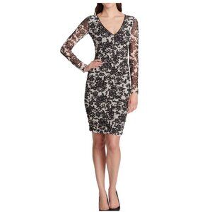 GUESS Floral Long Sleeve Ruched Bodycon Dress